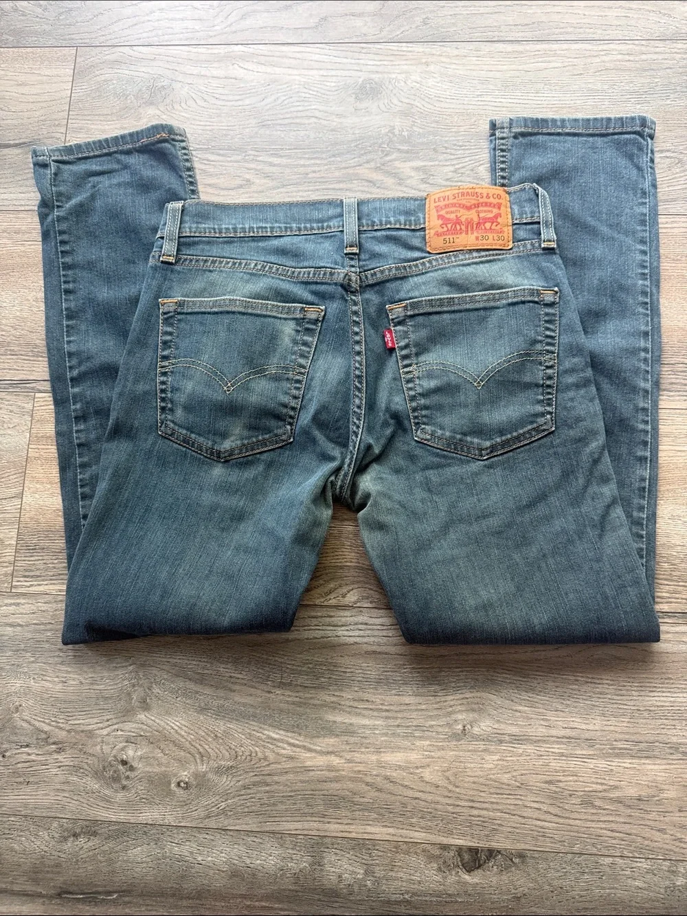 Men's Skinny Jeans in Washed Dark Blue
